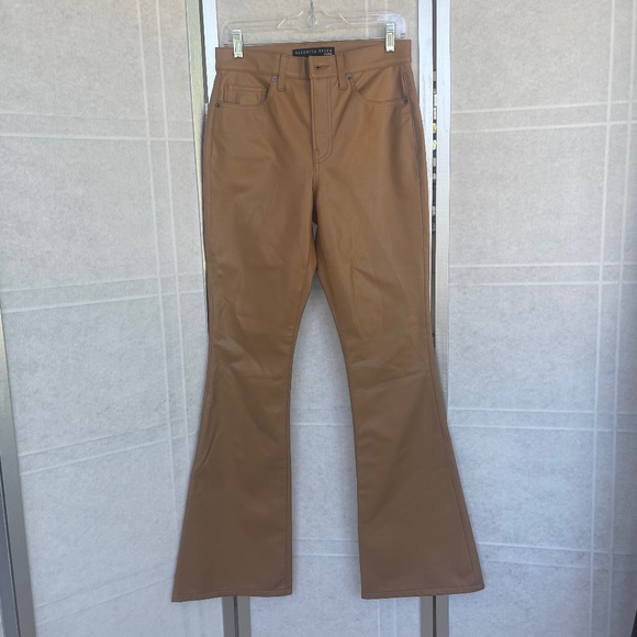 NWT Veronica Beard Cognac Faux Leather Beverly High Rise Skinny Flare Pant sz 28